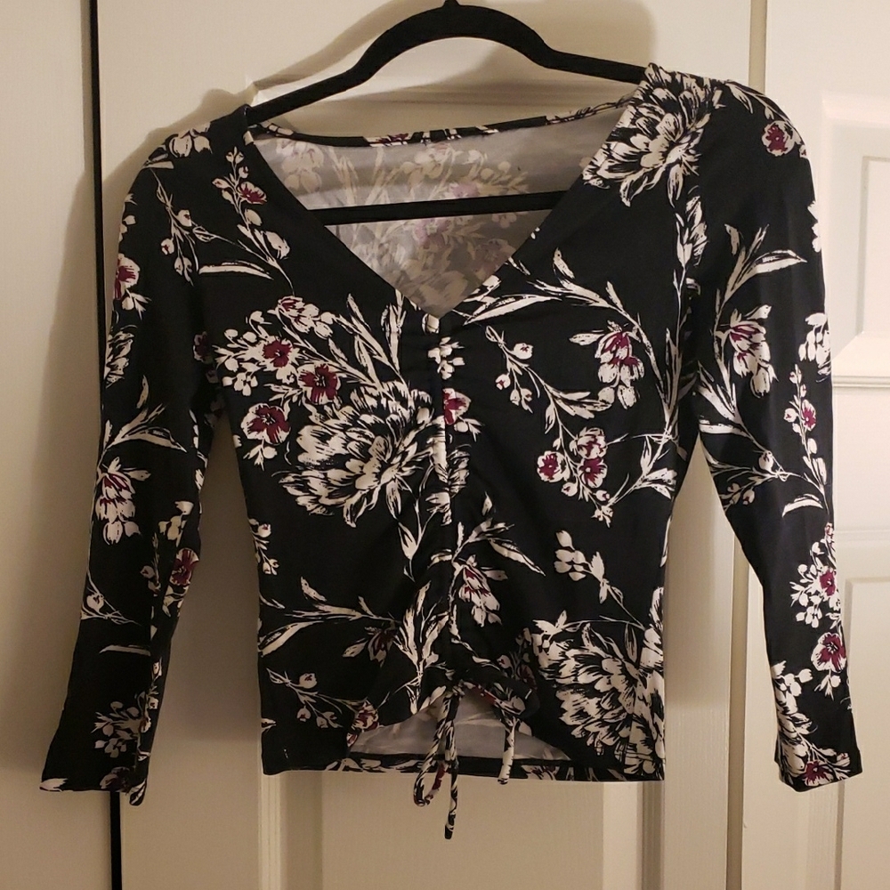 Floral Black and White Women's Top
